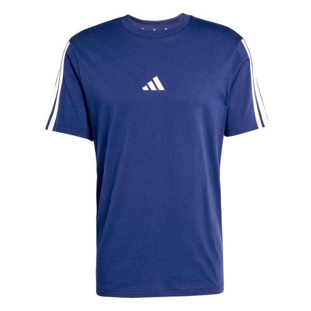 Adidas Mens 3 Stripes T-Shirt / Dark Blue/White